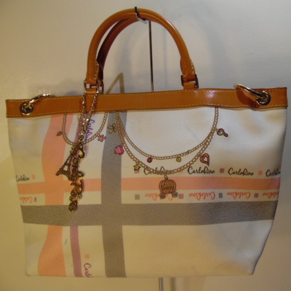 Carlo Rino Classic Vinyl Satchel Shoulder Bag - Picture 1 of 8